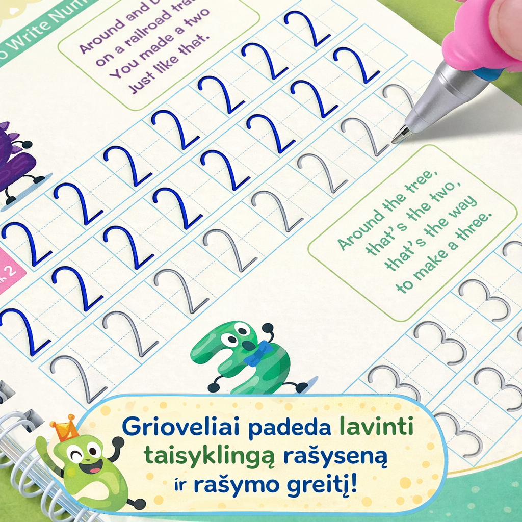 MagicGroove – braižymo knygų rinkinys su išnykstančiu rašalu (lietuvių kalba)