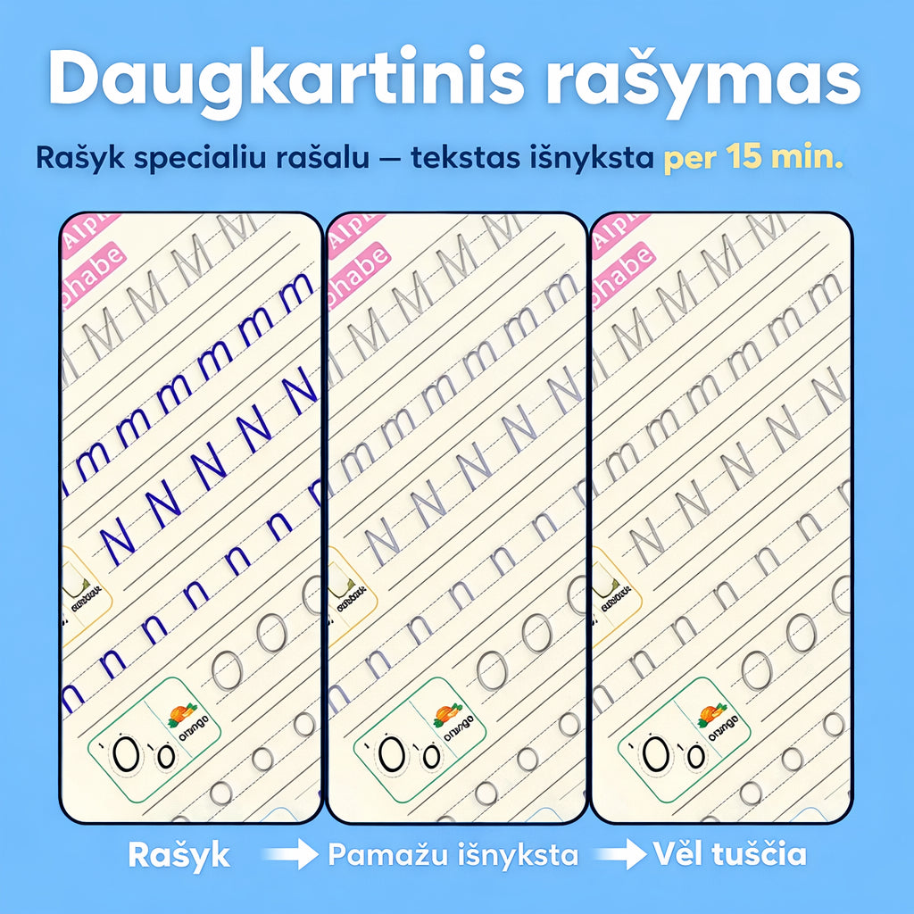 MagicGroove – braižymo knygų rinkinys su išnykstančiu rašalu (lietuvių kalba)